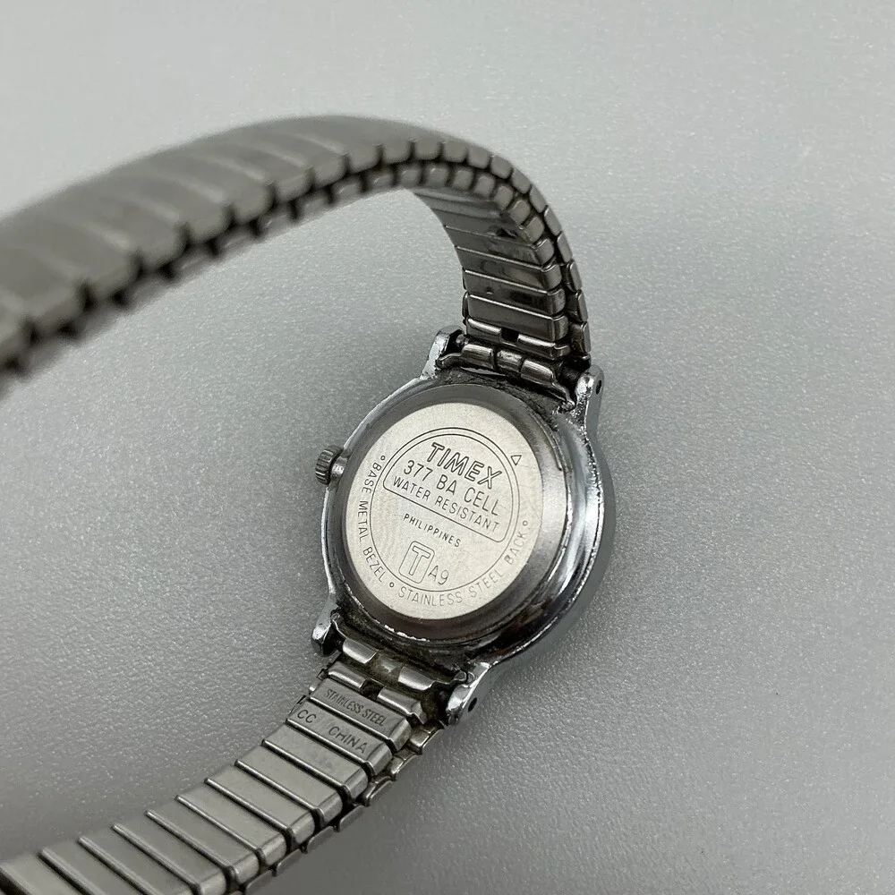Timex Womens Watch 23mm White Dial Silver Tone Stretch Bracelet New Battery